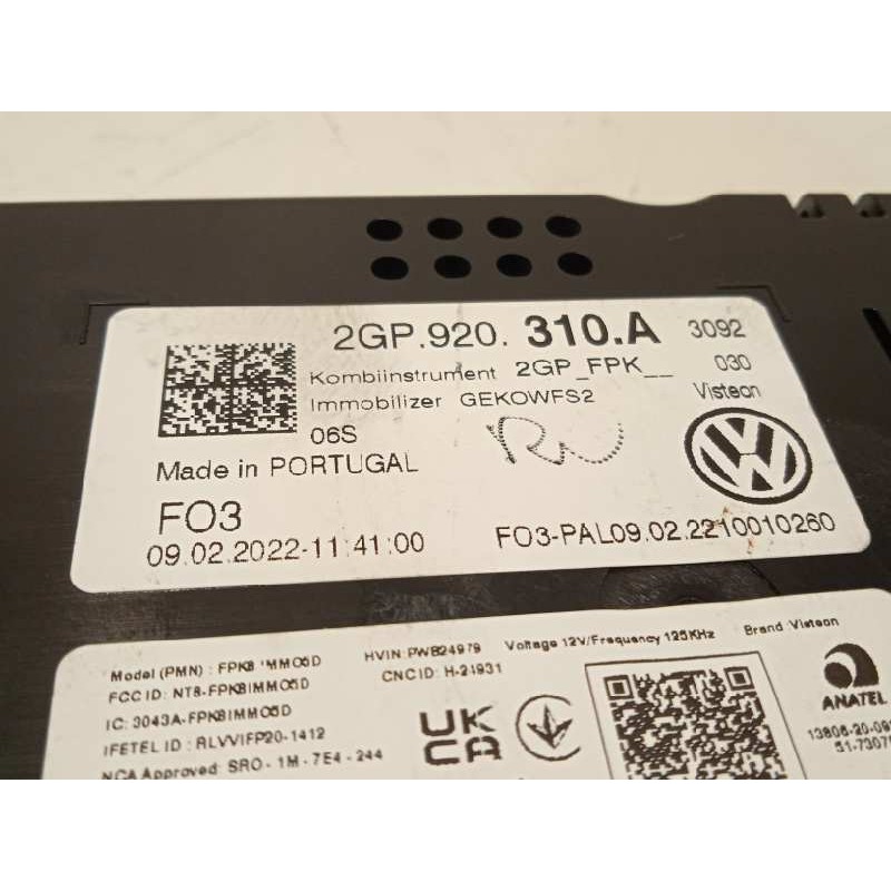 Recambio de cuadro instrumentos para volkswagen polo 1.0 tsi referencia OEM IAM 2GP920310A  