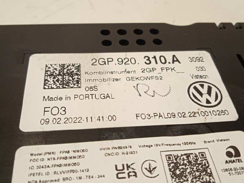 Recambio de cuadro instrumentos para volkswagen polo 1.0 tsi referencia OEM IAM 2GP920310A  