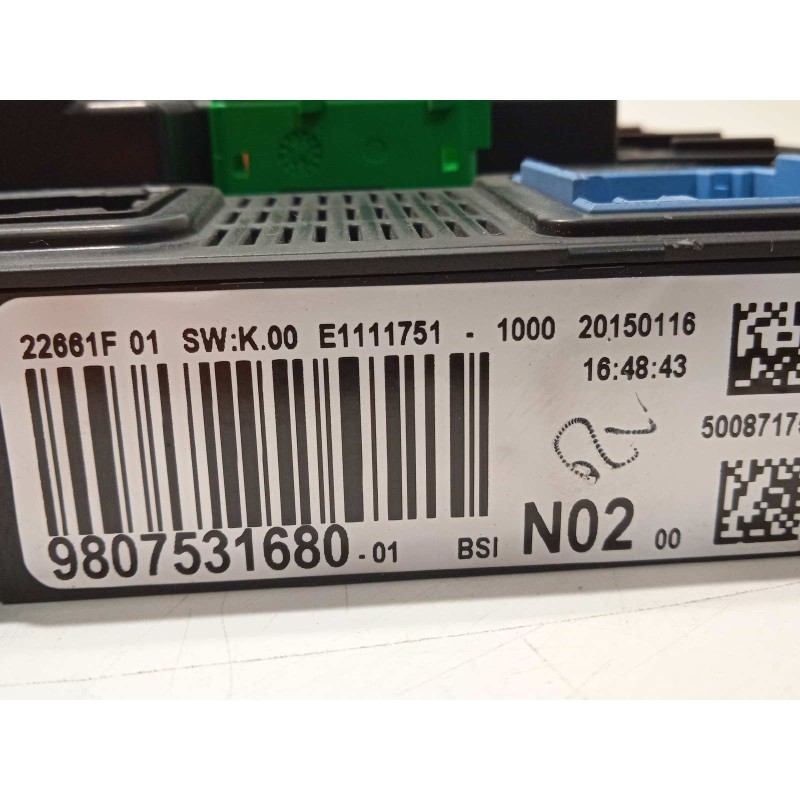 Recambio de caja reles / fusibles para citroën c4 cactus feel referencia OEM IAM 9807531680  1612139080