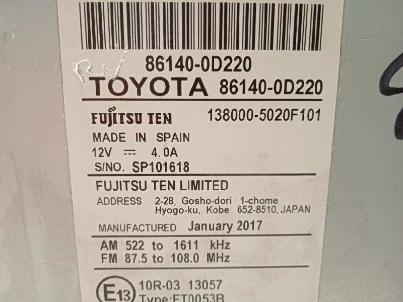 Recambio de pantalla multifuncion para toyota yaris hsd active referencia OEM IAM 861400D220  