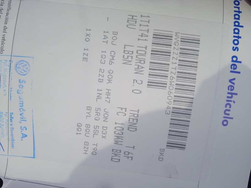 volkswagen touran (1t1) del año 2005