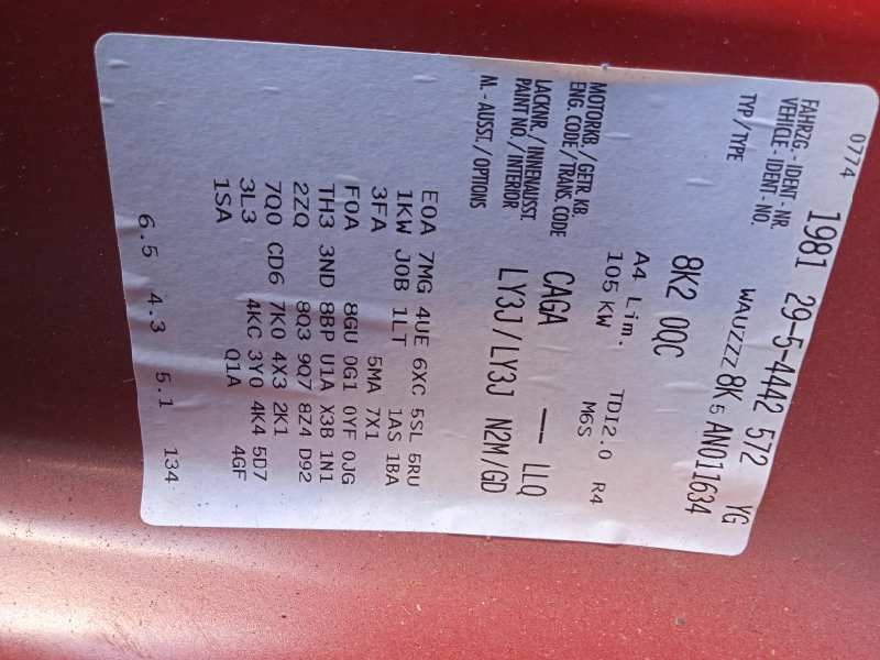 audi a4 ber. (b8) del año 2009