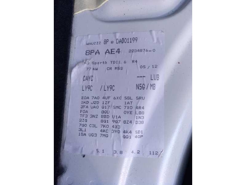 audi a3 sportback (8p) del año 2012