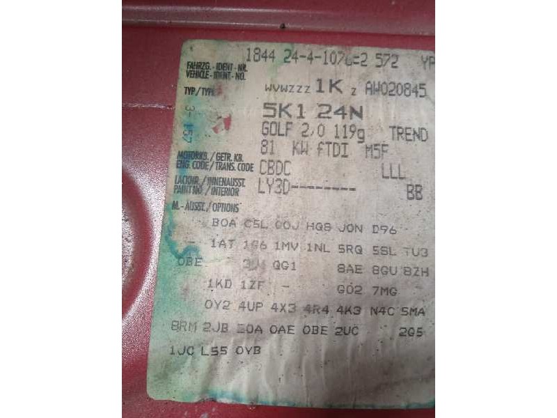 volkswagen golf vi (5k1) del año 2009