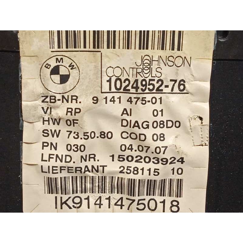 Recambio de cuadro instrumentos para bmw serie 1 berlina (e81/e87) 118d referencia OEM IAM 9141475  62109141475