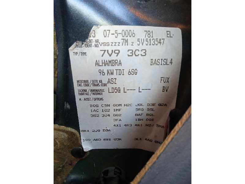 seat alhambra (7v9) del año 2005
