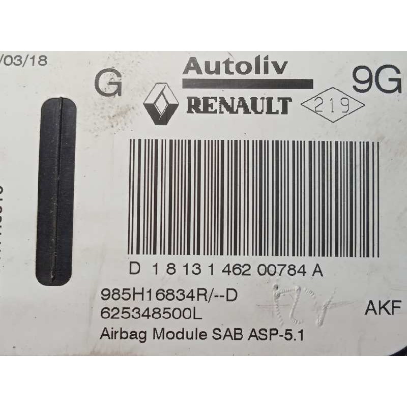 Recambio de airbag lateral delantero izquierdo para renault clio iv zen referencia OEM IAM 985H16834R  625348500L