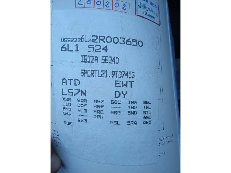 seat ibiza (6l1) del año 2002