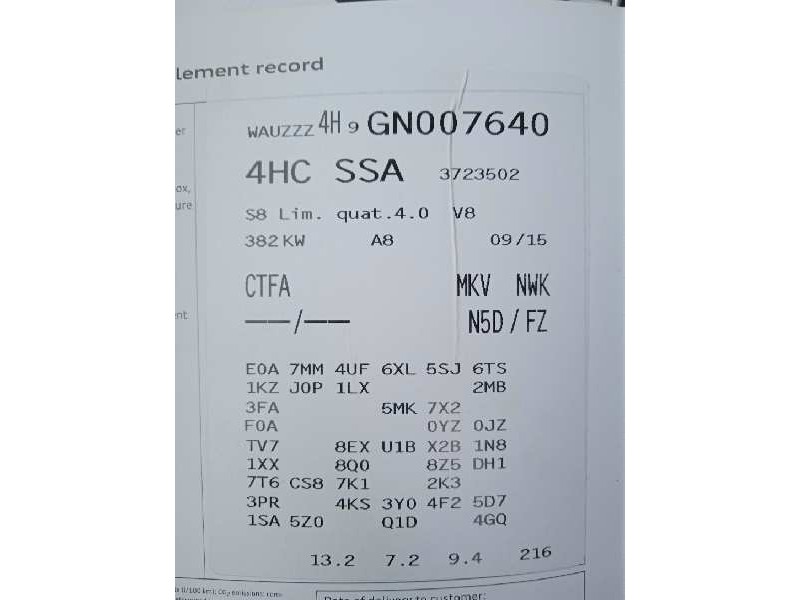 audi s8 (4hc) del año 2015