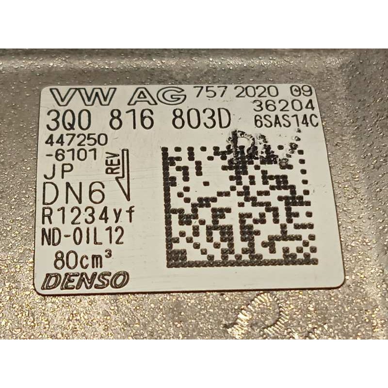 Recambio de compresor aire acondicionado para volkswagen t-roc advance referencia OEM IAM 3Q0816803D  6SAS14C