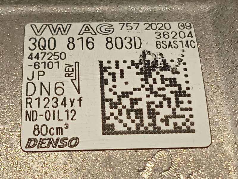 Recambio de compresor aire acondicionado para volkswagen t-roc advance referencia OEM IAM 3Q0816803D  6SAS14C