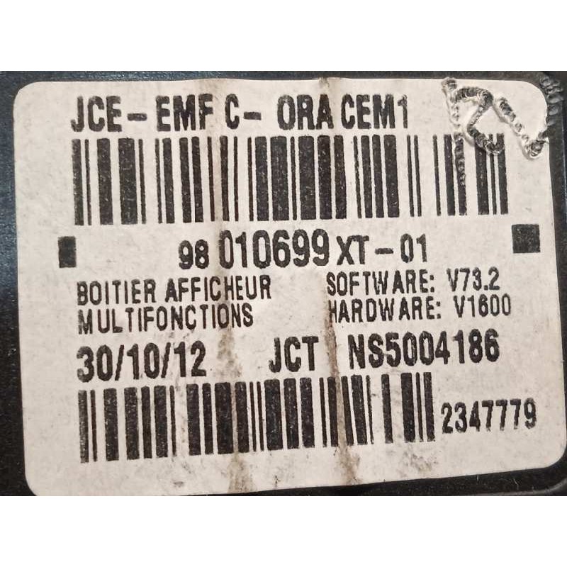 Recambio de pantalla multifuncion para citroën c3 tonic referencia OEM IAM 98010699XT  