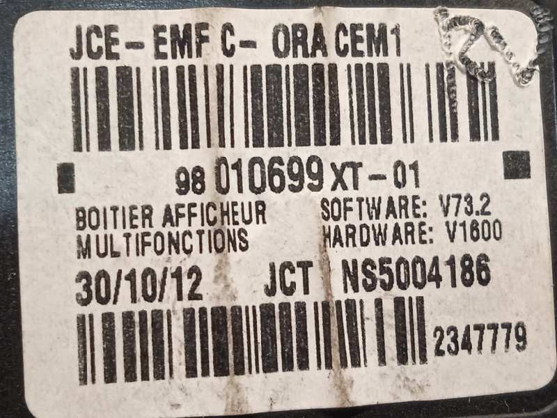 Recambio de pantalla multifuncion para citroën c3 tonic referencia OEM IAM 98010699XT  