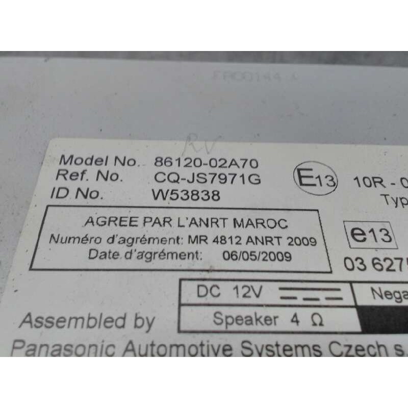 Recambio de sistema audio / radio cd para toyota auris active referencia OEM IAM 8612002A70  