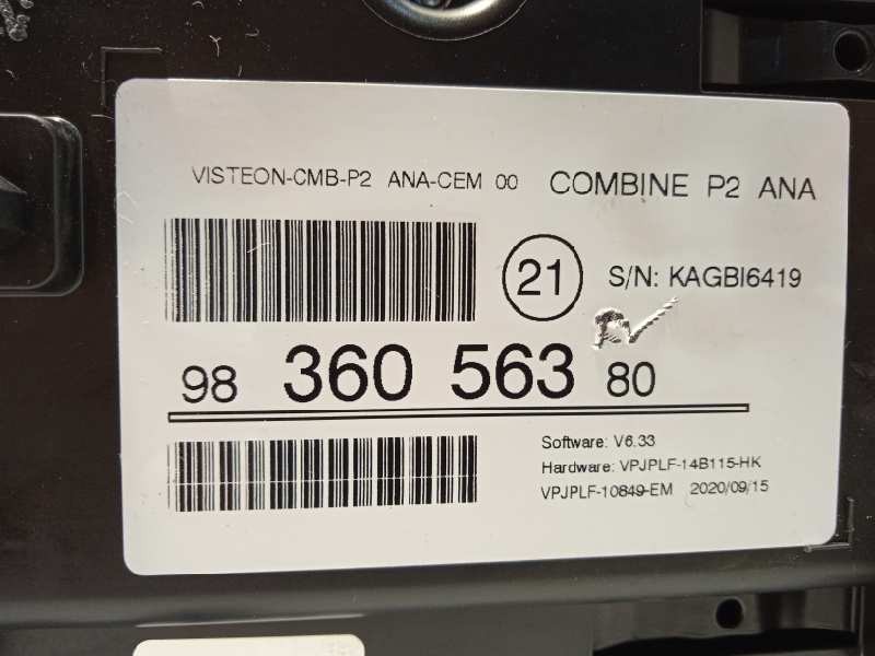 Recambio de cuadro instrumentos para peugeot 208 (p2) active referencia OEM IAM 9836056380  