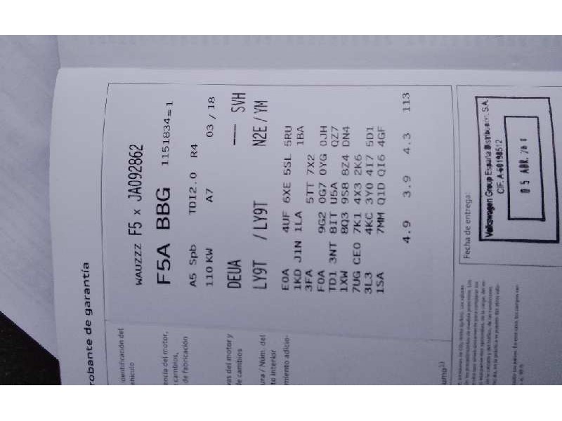 audi a5 sportback (f5a) del año 2018