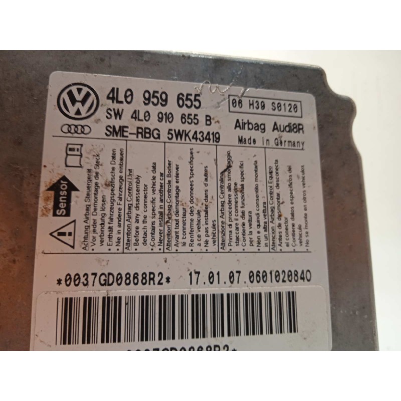 Recambio de centralita airbag para audi q7 (4l) 3.0 tdi referencia OEM IAM 4L0959655 4L09110655B 5WK43419