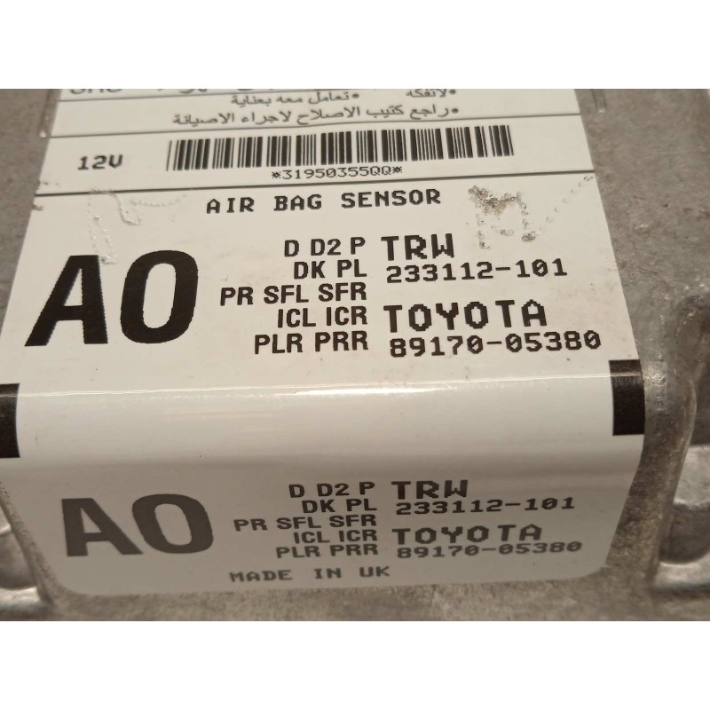 Recambio de centralita airbag para toyota avensis touring sports advance referencia OEM IAM 8917005380  