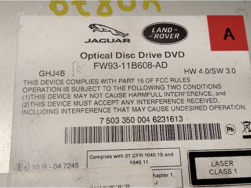 Recambio de sistema dvd para land rover range rover evoque evoque hse referencia OEM IAM FW9311B608AD  LR072088