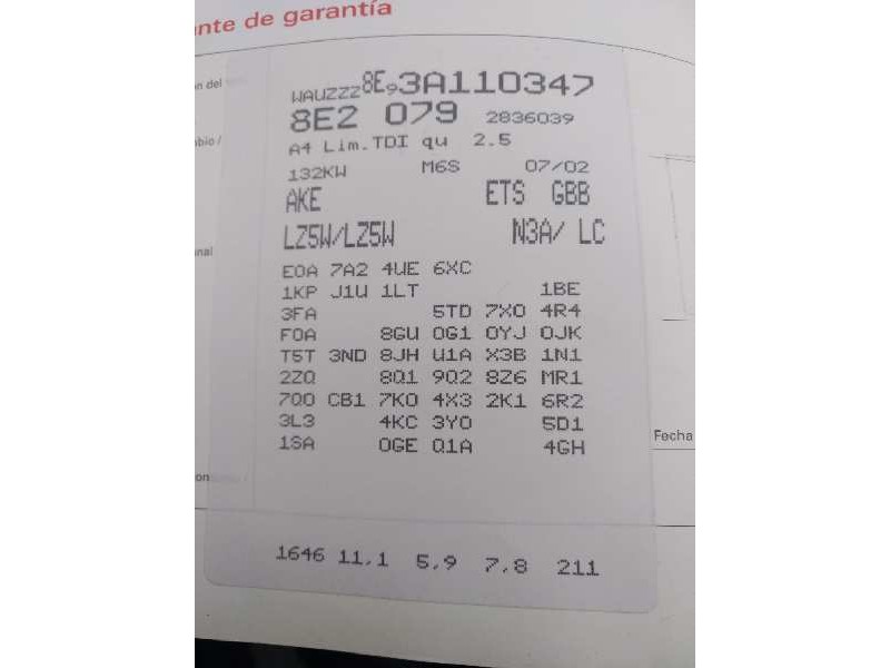 audi a4 berlina (8e) del año 2002