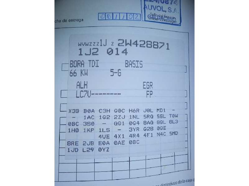 volkswagen bora berlina (1j2) del año 2002