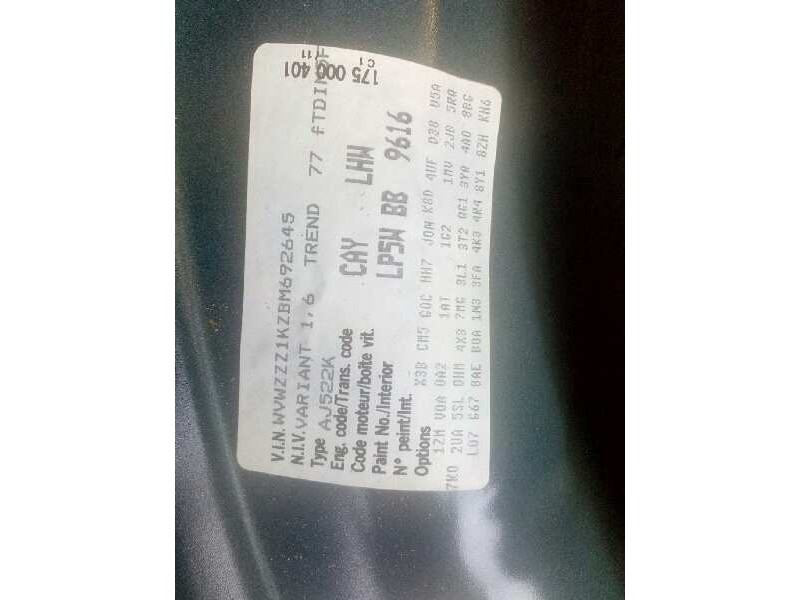 volkswagen golf vi variant (aj5) del año 2011