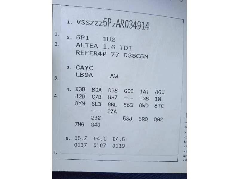 seat altea (5p1) del año 2010