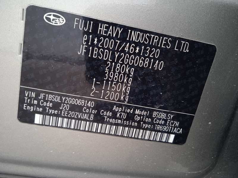 subaru outback (b15) del año 2016