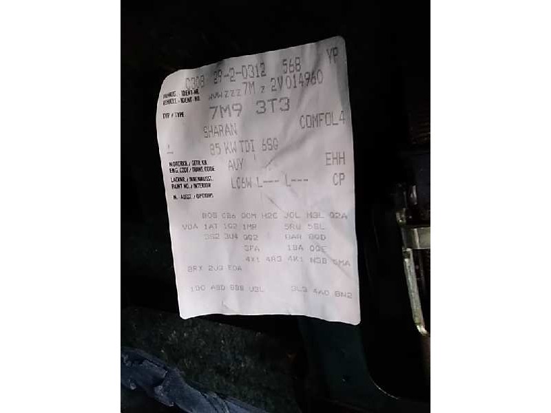 volkswagen sharan (7m6/7m9) del año 2001