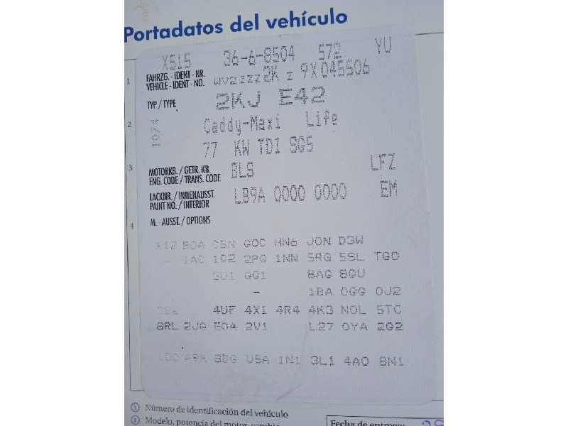 volkswagen caddy ka/kb (2k) del año 2009