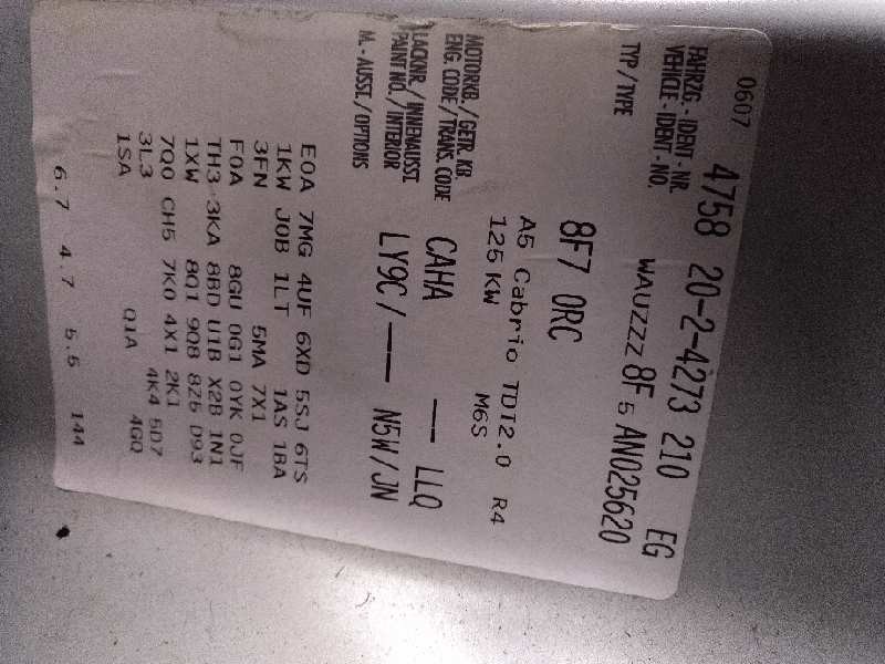 audi a5 cabriolet (8f7) del año 2010