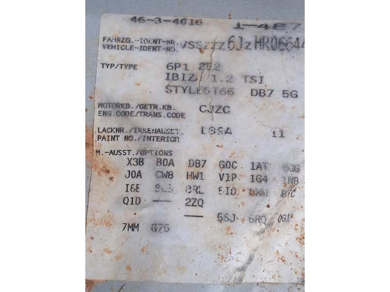 seat ibiza (6p1) del año 2017