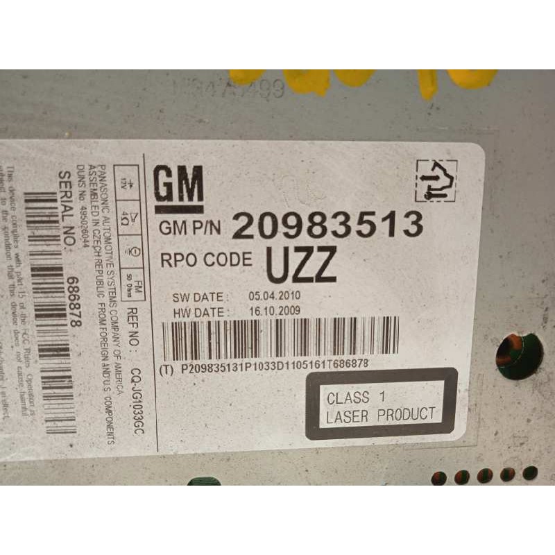 Recambio de sistema audio / radio cd para opel astra j lim. 1.7 16v cdti referencia OEM IAM 20983513  