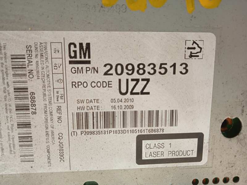Recambio de sistema audio / radio cd para opel astra j lim. 1.7 16v cdti referencia OEM IAM 20983513  
