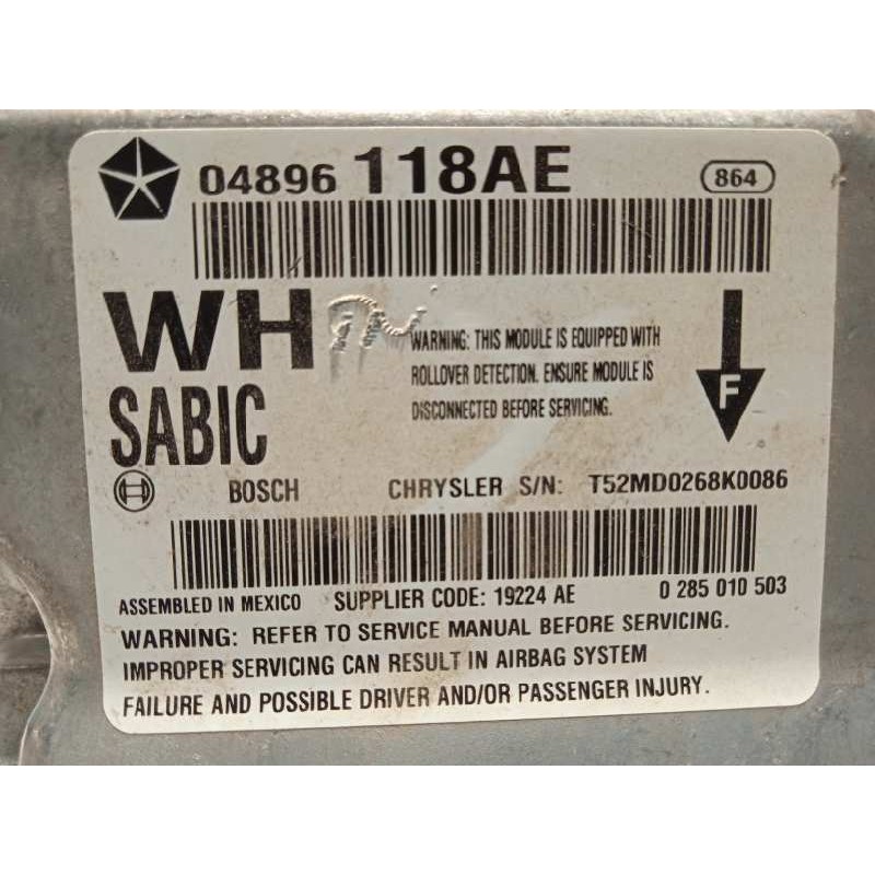 Recambio de centralita airbag para jeep gr. cherokee (wh) 3.0 crd limited referencia OEM IAM 04896118AE  0285010503