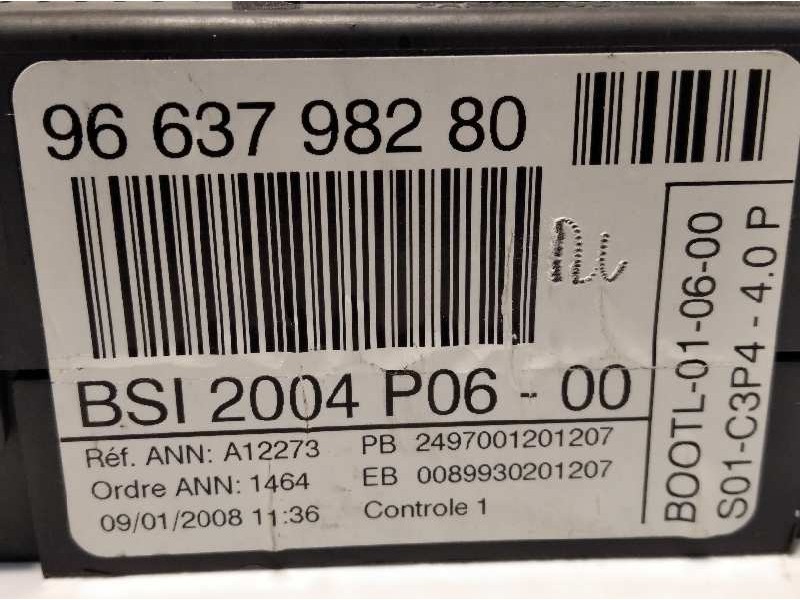 Recambio de caja reles / fusibles para peugeot 207 sport referencia OEM IAM 9663798280  