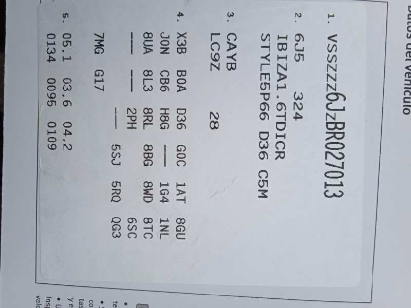 seat ibiza (6j5) del año 2010