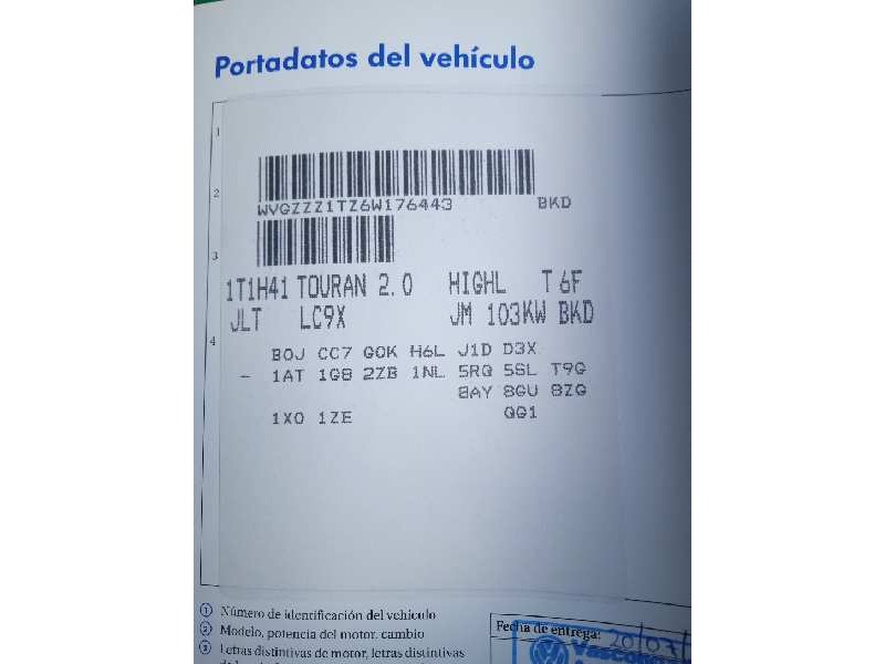 volkswagen touran (1t1) del año 2006