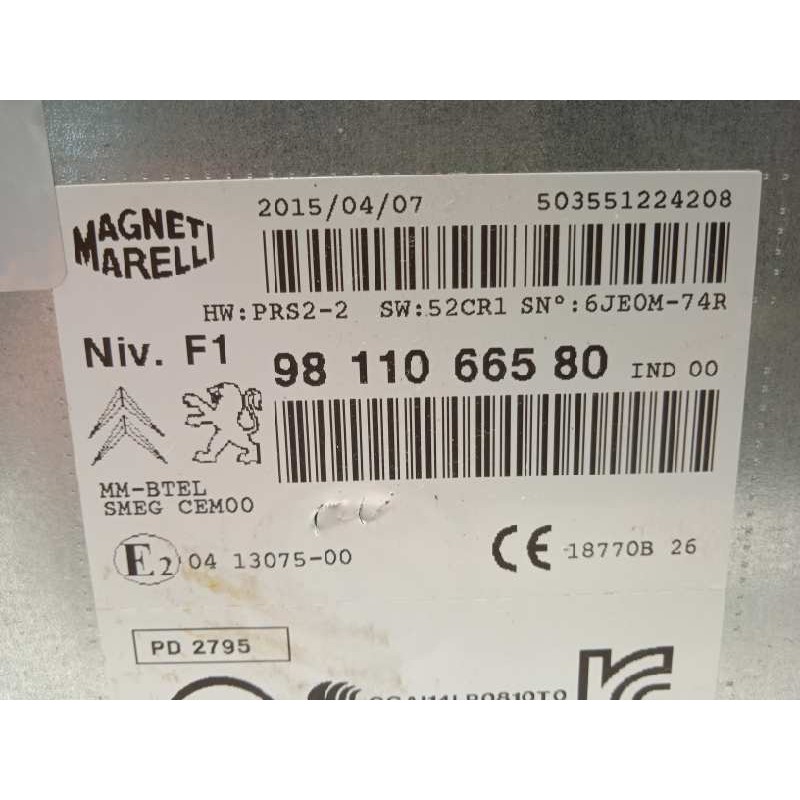 Recambio de sistema audio / radio cd para peugeot 2008 (--.2013) active referencia OEM IAM 9811066580  