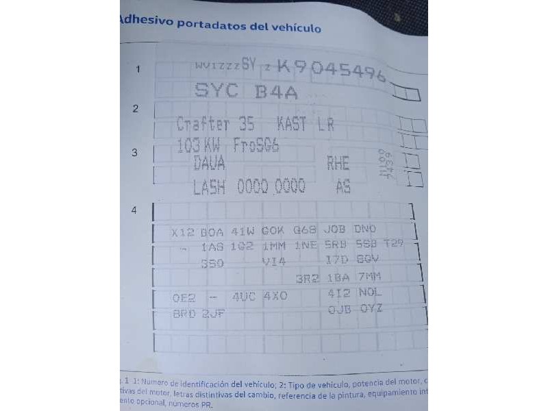 volkswagen crafter kasten (sy) del año 2019