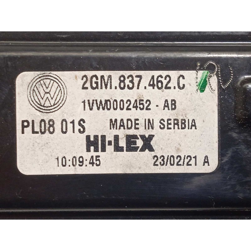 Recambio de elevalunas delantero derecho para volkswagen t-cross 1.0 tsi referencia OEM IAM 2GM837462C  2Q2959406E
