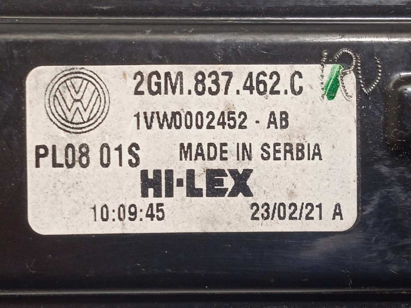 Recambio de elevalunas delantero derecho para volkswagen t-cross 1.0 tsi referencia OEM IAM 2GM837462C  2Q2959406E
