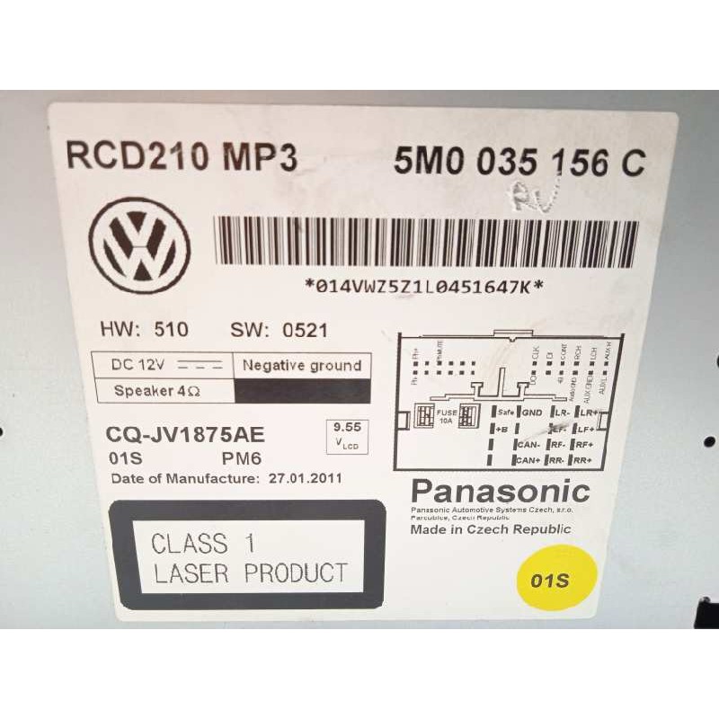 Recambio de sistema audio / radio cd para volkswagen polo (6r1) advance referencia OEM IAM 5M0035156C  