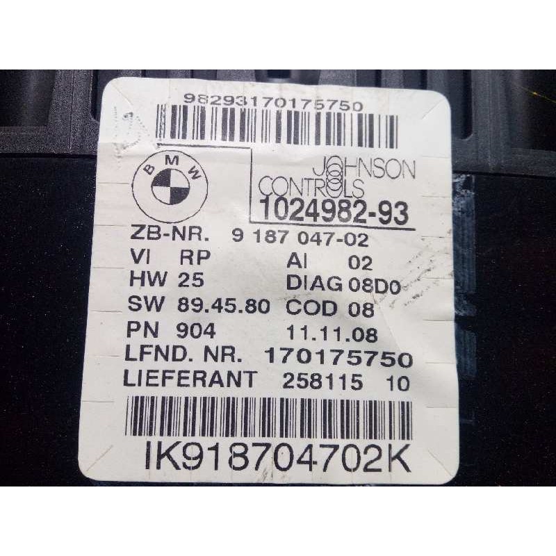 Recambio de cuadro instrumentos para bmw serie 1 berlina (e81/e87) 118d referencia OEM IAM 9187047  62109283802