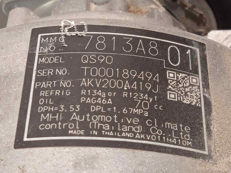 Recambio de compresor aire acondicionado para mitsubishi eclipse cross motion 2wd referencia OEM IAM 7813A801  AKV200A419J