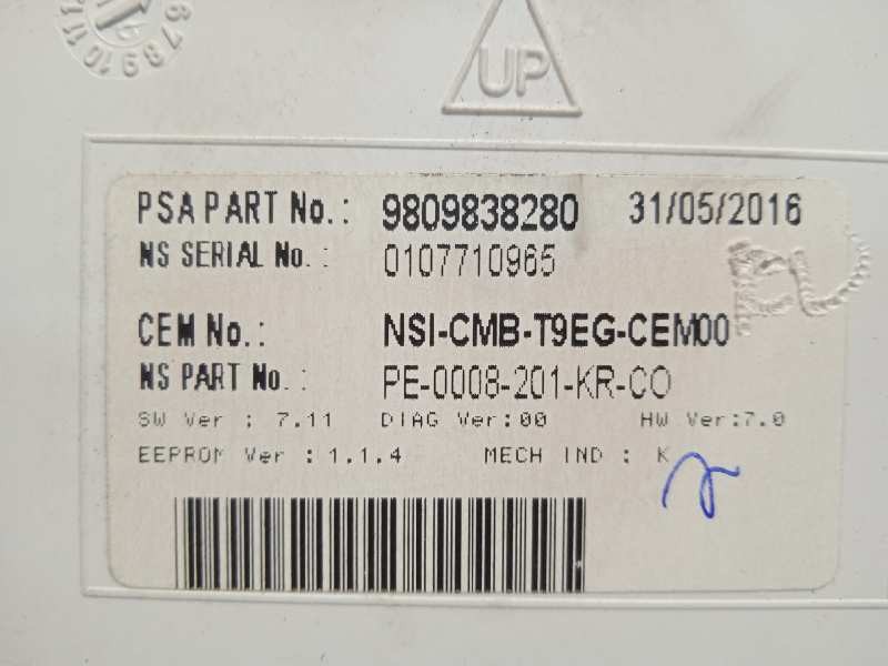 Recambio de cuadro instrumentos para peugeot 308 style referencia OEM IAM 9809838280  