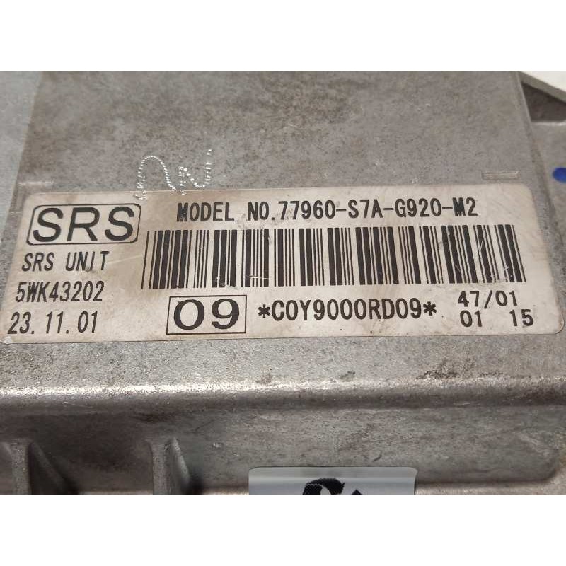 Recambio de centralita airbag para honda stream (rn1/3) 2.0i es referencia OEM IAM 77960S7AG920M2  5WK43202
