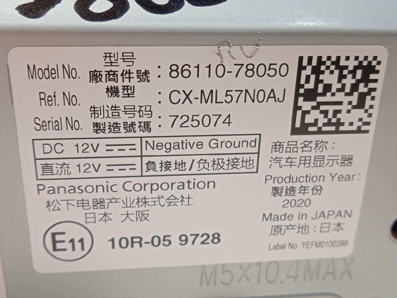 Recambio de pantalla multifuncion para lexus nx 300h 2wd referencia OEM IAM 8611078050  