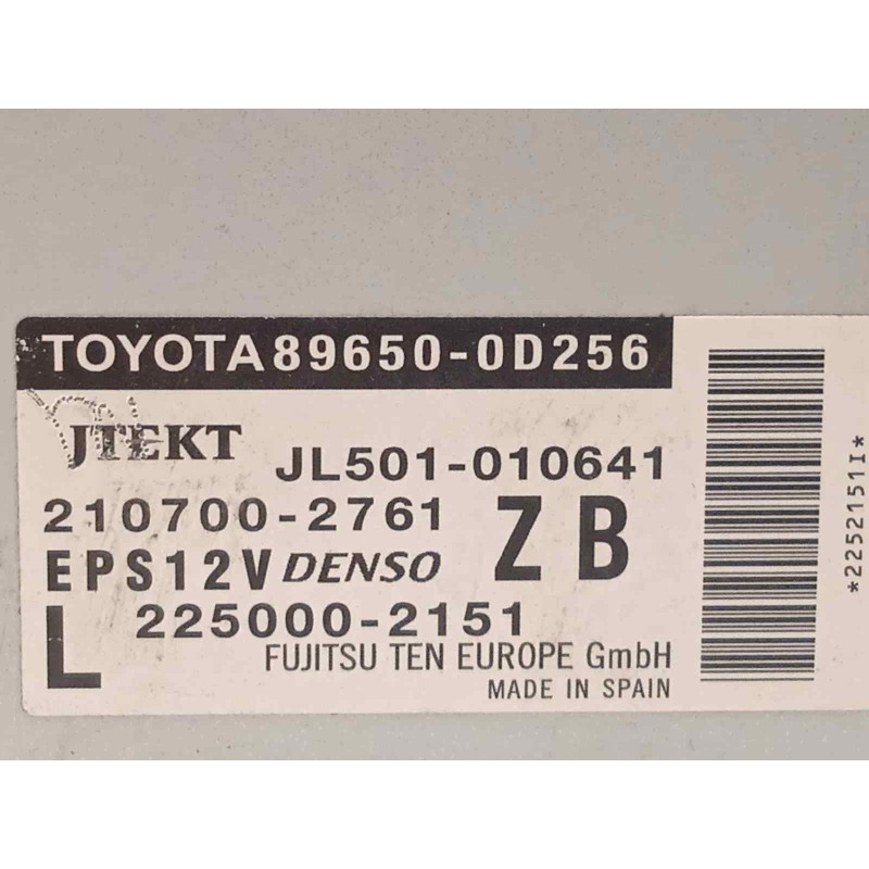 Recambio de centralita direccion para toyota yaris 1.5 16v cat referencia OEM IAM 896500D256 2250002151 2107002761