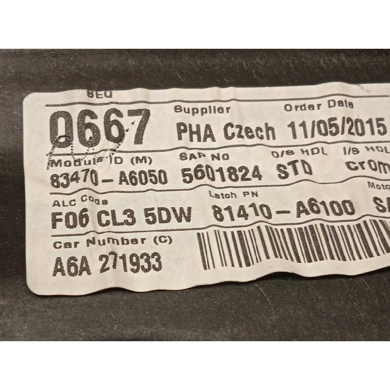 Recambio de elevalunas trasero izquierdo para hyundai i30 (gd) style referencia OEM IAM 83470A6050  